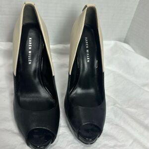 Karen Millan 4 in heels cream and black